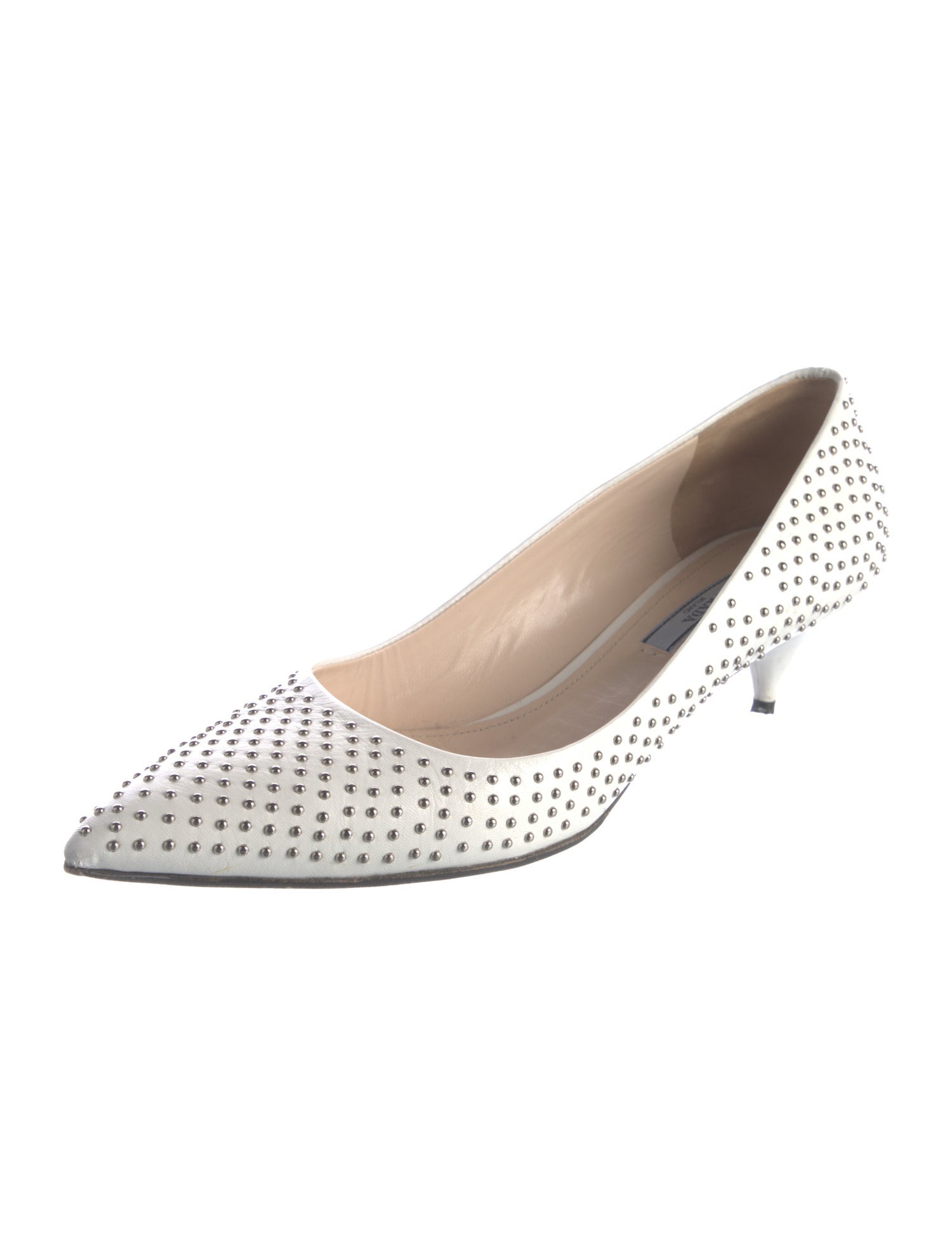 Prada Leather Studded Accents Pumps