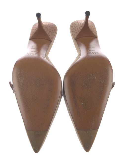 Prada Canvas Leather Trim Embellishment Mules