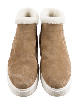 Prada Suede Fur Trim Boots