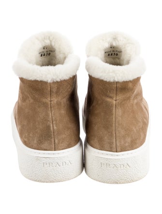 Prada Suede Fur Trim Boots