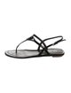 Prada Enameled Metal Triangle Leather T-Strap Sandals