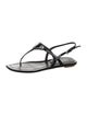 Prada Enameled Metal Triangle Leather T-Strap Sandals