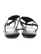 Prada Enameled Metal Triangle Leather T-Strap Sandals