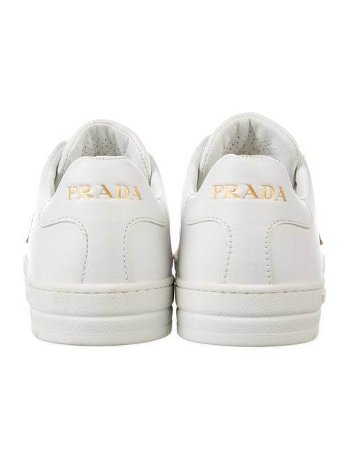 Prada Enameled Metal Triangle Leather Sneakers