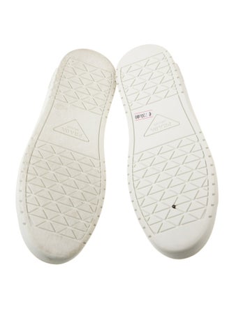 Prada Enameled Metal Triangle Leather Sneakers