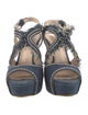 Prada Denim Fringe Trim Accent Slingback Sandals