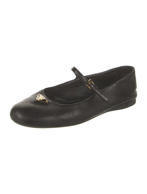 Prada Signature Logo Leather Mary Jane Flats