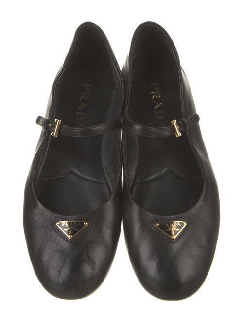 Prada Signature Logo Leather Mary Jane Flats