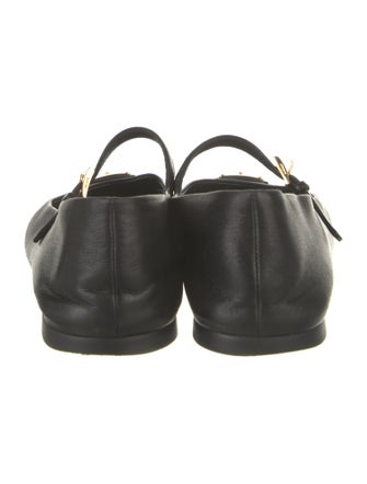 Prada Signature Logo Leather Mary Jane Flats