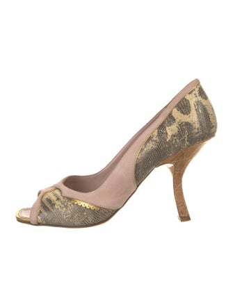 Prada Snakeskin Animal Print Slingback Sandals