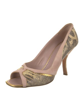 Prada Snakeskin Animal Print Slingback Sandals