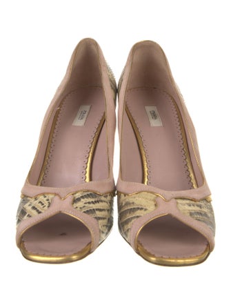 Prada Snakeskin Animal Print Slingback Sandals