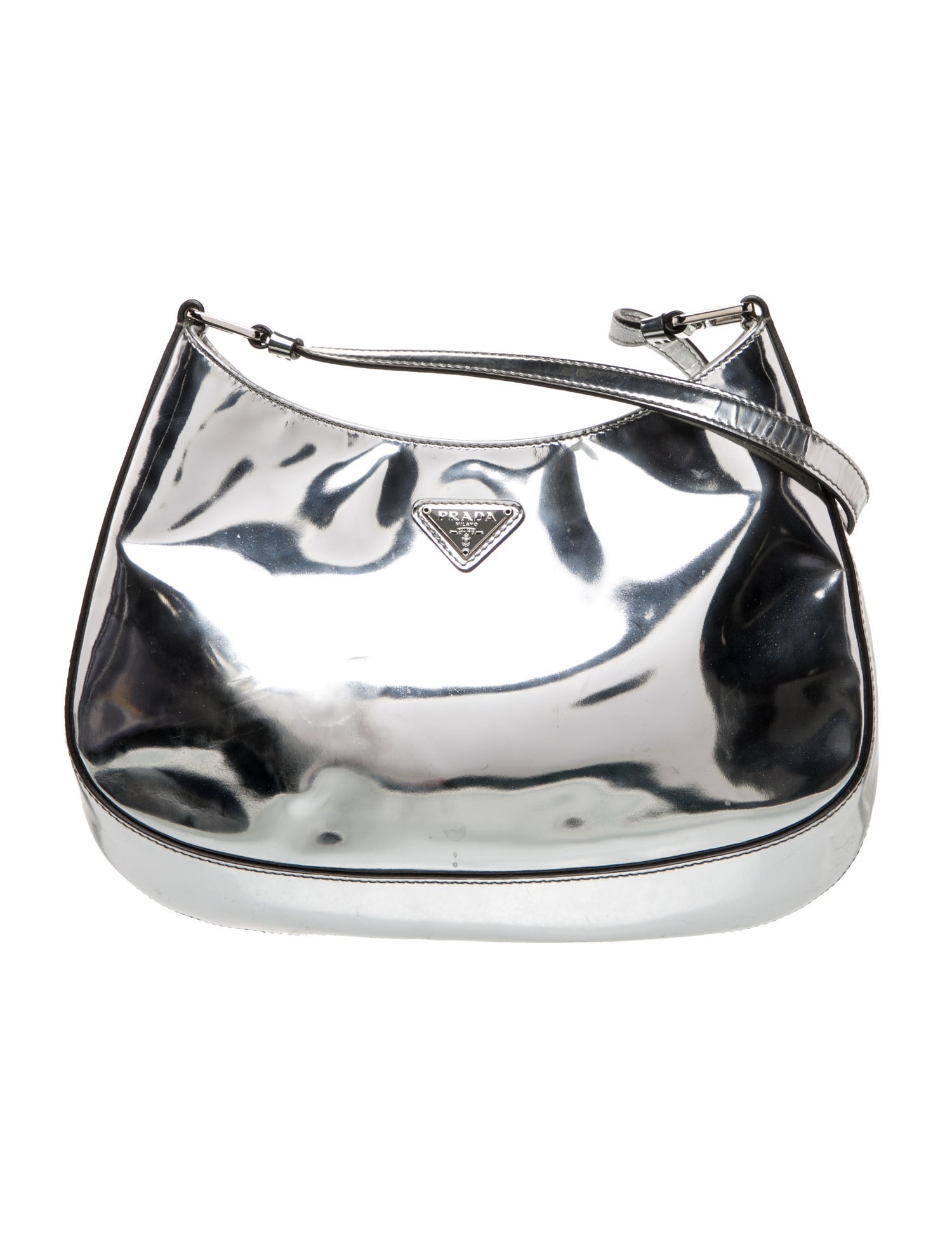 Prada Enameled Metal Triangle Cleo