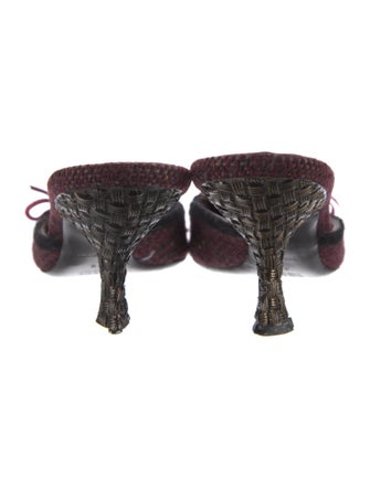 Prada Tweed Pattern Bow Accents Mules