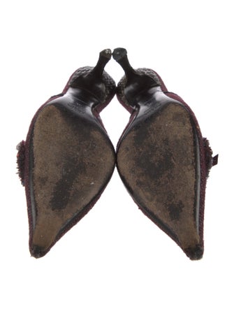 Prada Tweed Pattern Bow Accents Mules