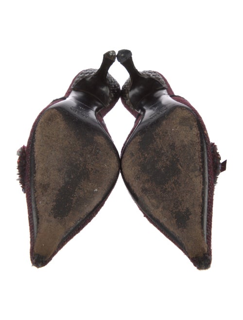 Prada Tweed Pattern Bow Accents Mules