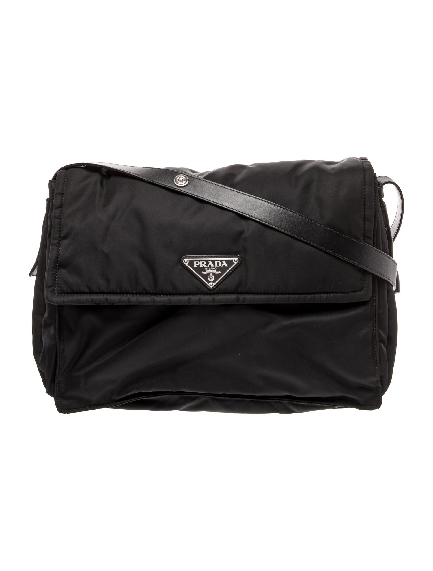 Prada Enameled Metal Triangle Padded Traveller Large