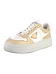 Prada Enameled Metal Triangle Leather Sneakers