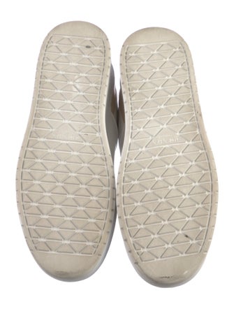 Prada Enameled Metal Triangle Leather Sneakers