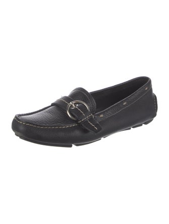 Prada Leather Leather Trim Embellishment Loafers