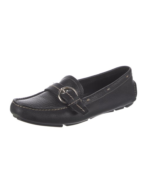 Prada Leather Leather Trim Embellishment Loafers