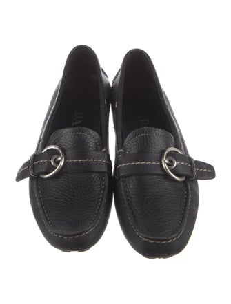 Prada Leather Leather Trim Embellishment Loafers
