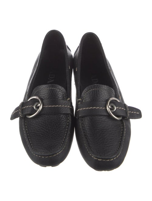 Prada Leather Leather Trim Embellishment Loafers
