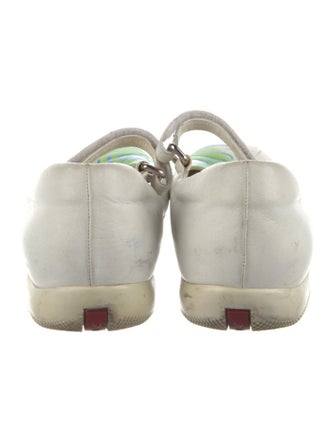 Prada Leather Graphic Print Mary Jane Flats