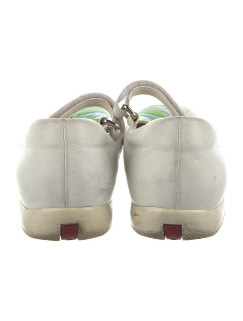 Prada Leather Graphic Print Mary Jane Flats
