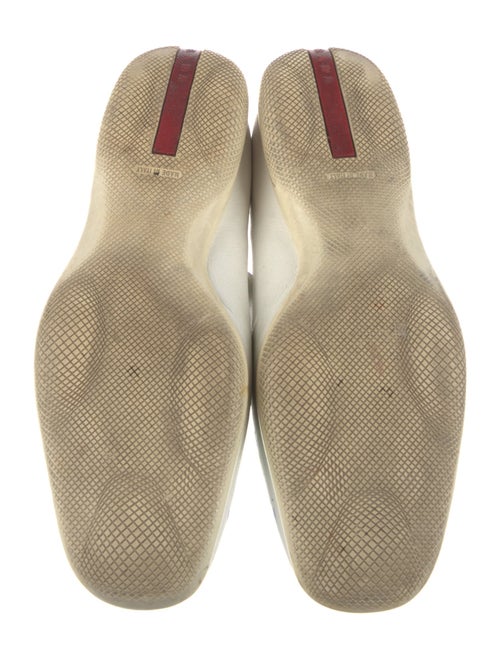 Prada Leather Graphic Print Mary Jane Flats