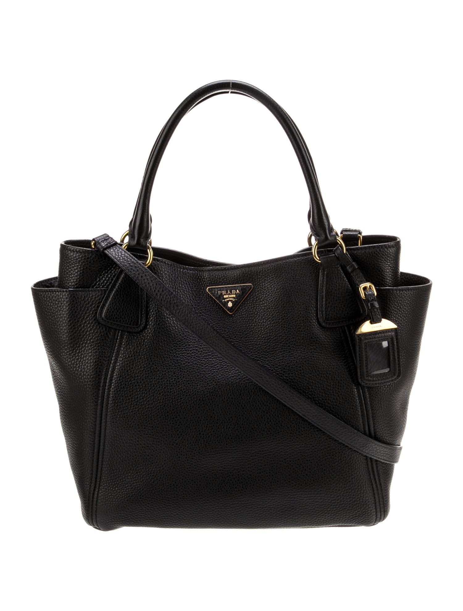 Prada Enameled Metal Triangle Phenix