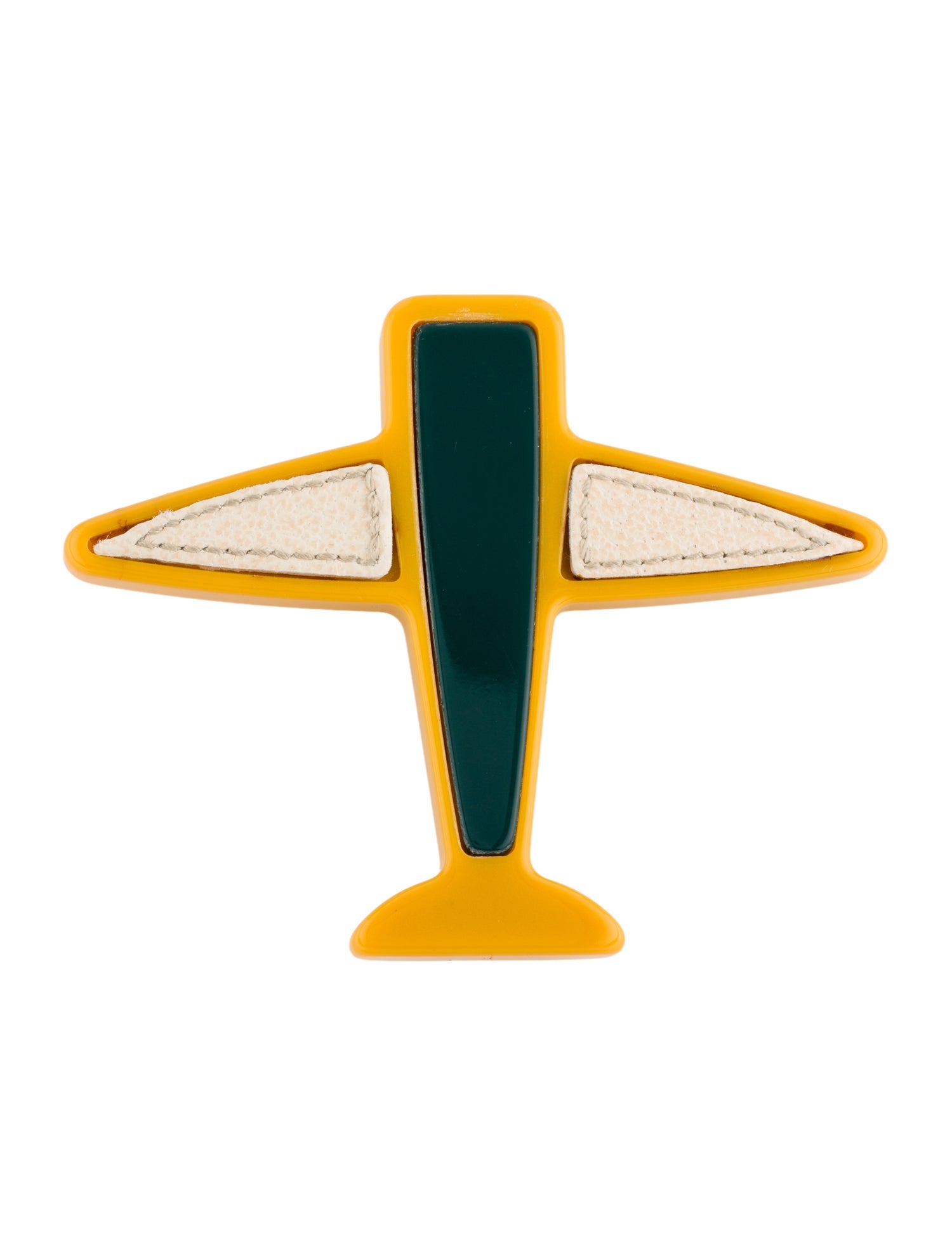 Prada Resin & Leather Plex Plane Brooch