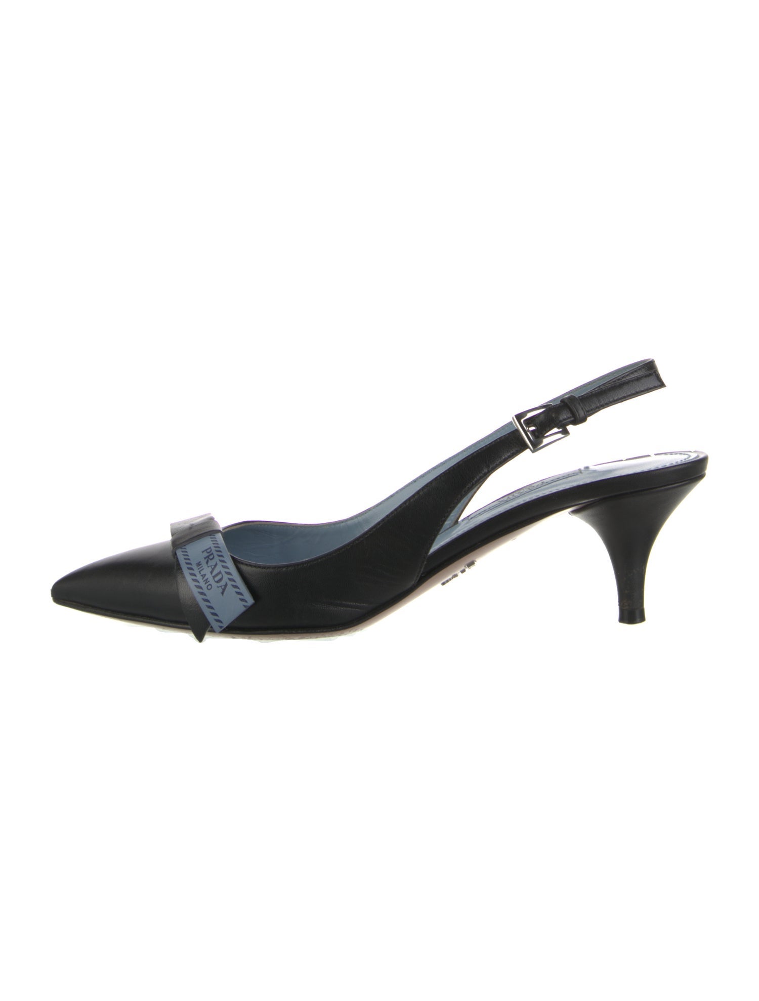 Prada Leather Bow Accents Slingback Pumps