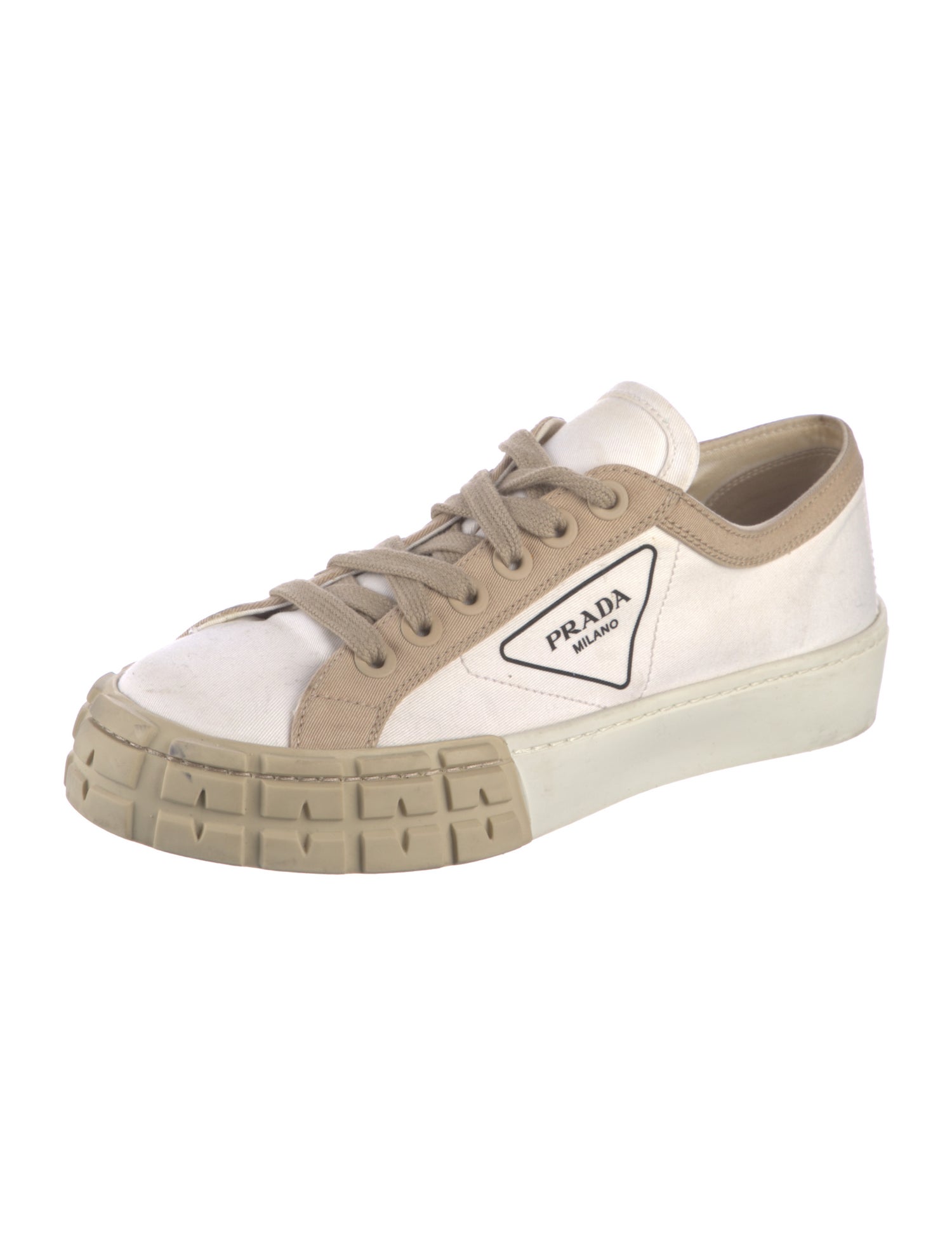 Prada Canvas Colorblock Pattern Sneakers