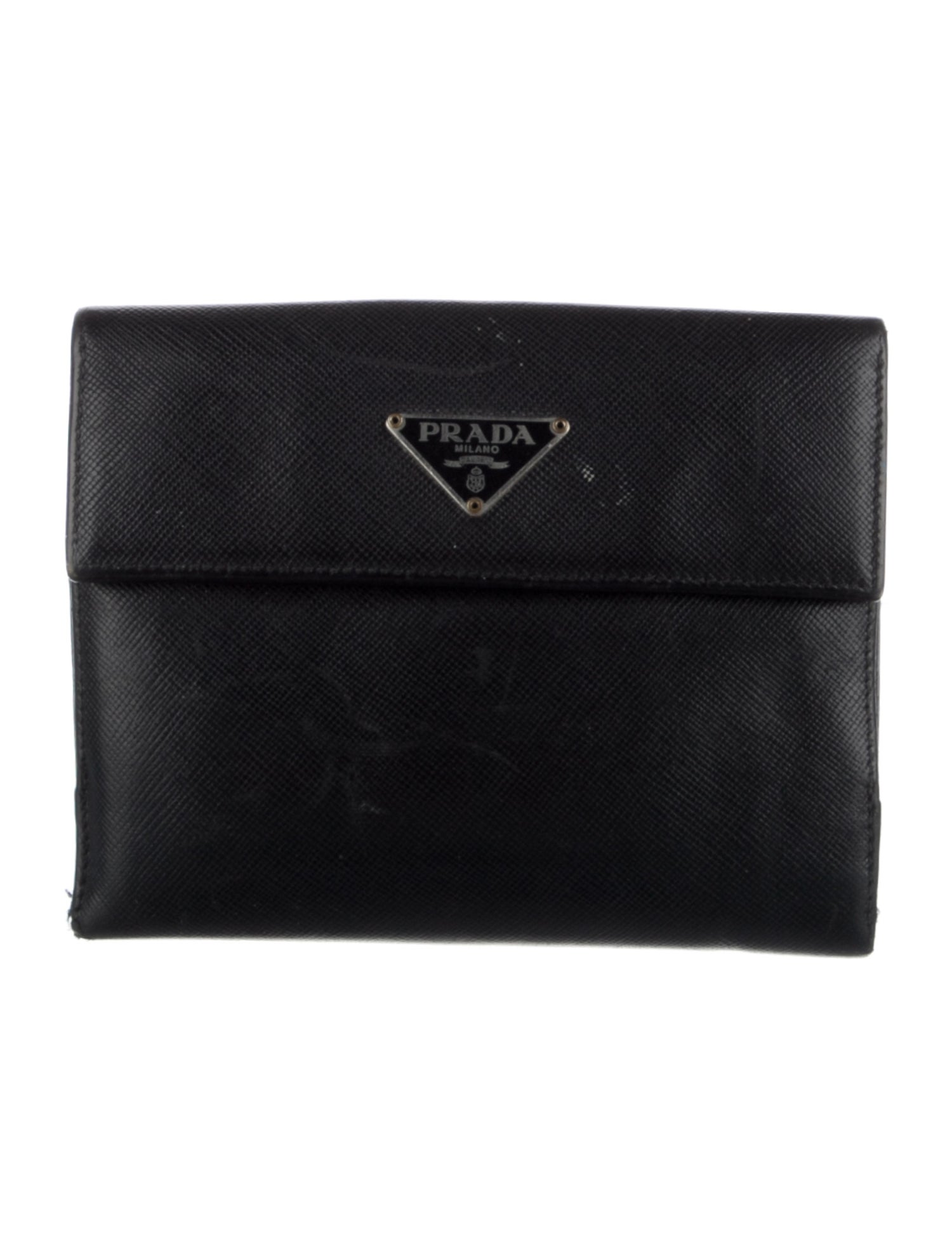Prada Saffiano Triangle Leather Compact Wallet