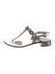 Prada Leather Studded Accents T-Strap Sandals