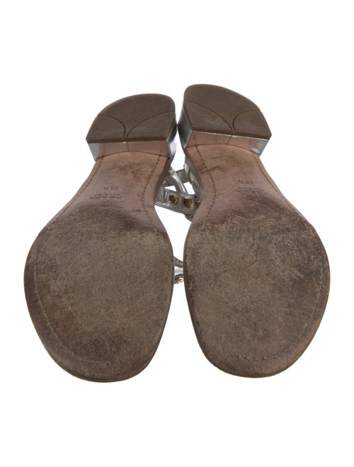 Prada Leather Studded Accents T-Strap Sandals