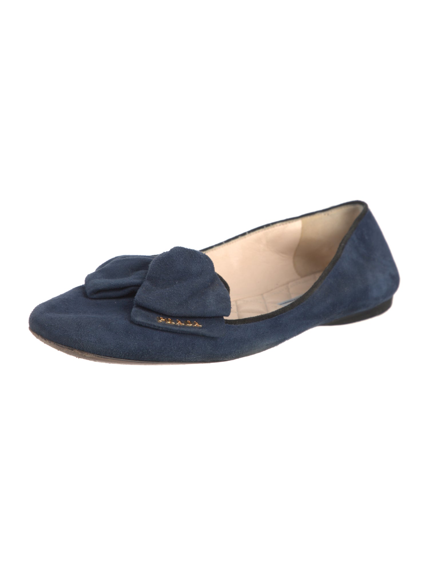 Prada Suede Bow Accents Ballet Flats