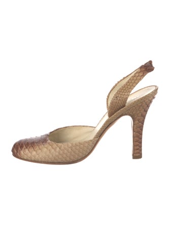 Prada Python Animal Print Slingback Pumps