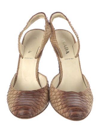 Prada Python Animal Print Slingback Pumps