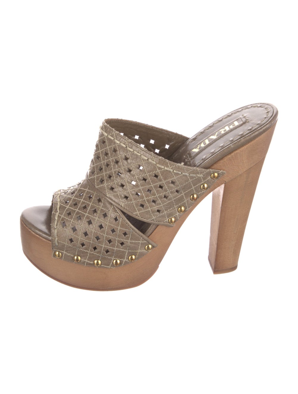 Prada Leather Slides Neutrals Platform - image 1