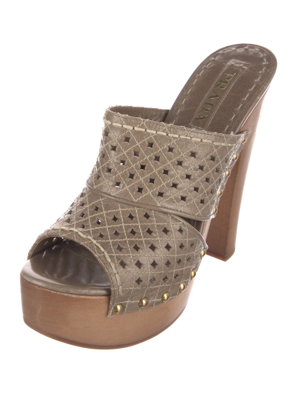 Prada Leather Slides Neutrals Platform - image 2