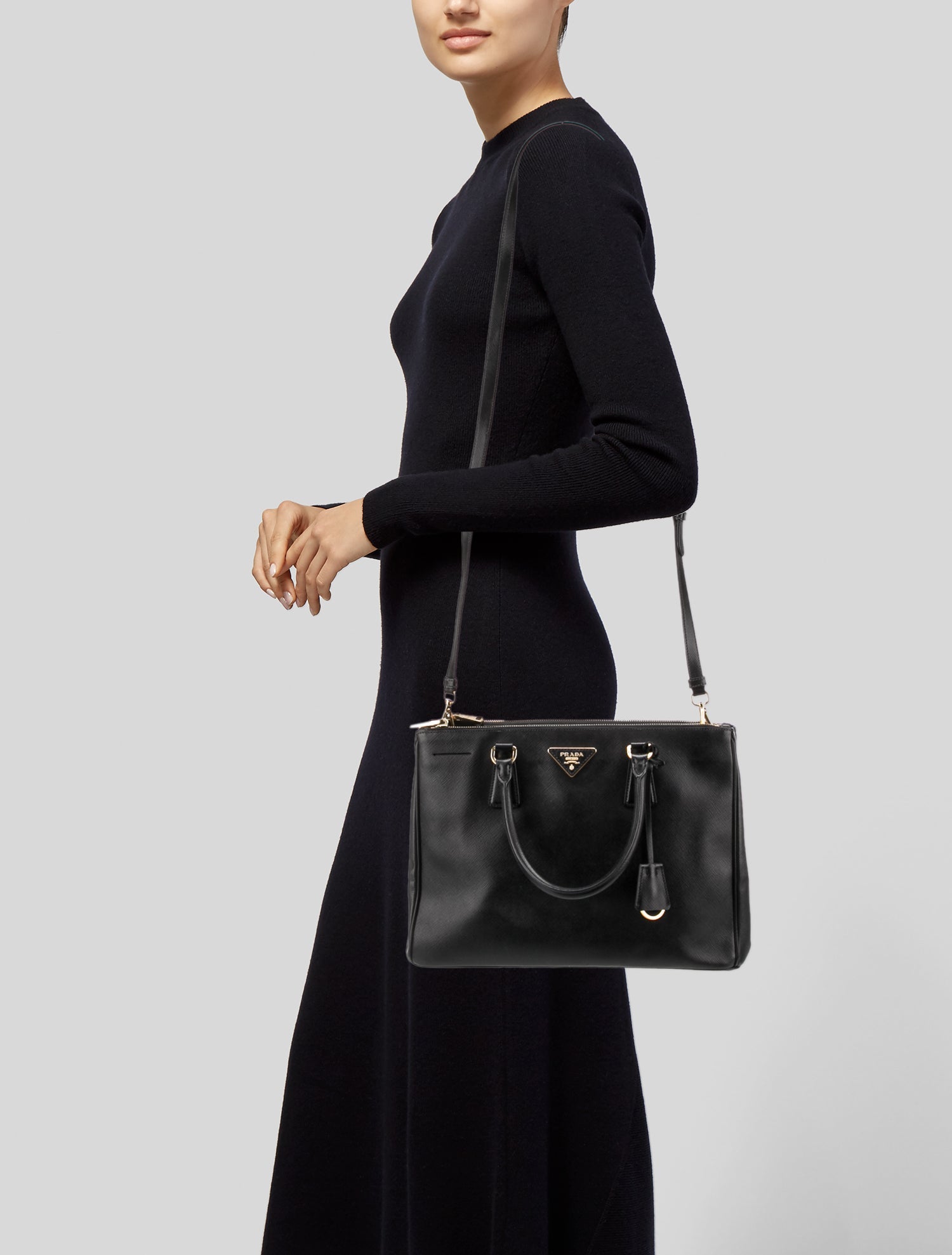 Prada Saffiano Lux Leather Galleria Double Zip