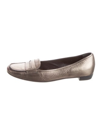 Prada Embossed Leather Lasercut Accents Loafers