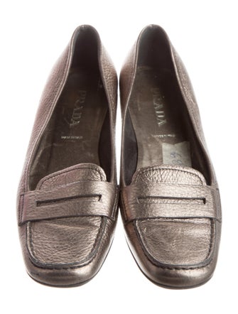 Prada Embossed Leather Lasercut Accents Loafers