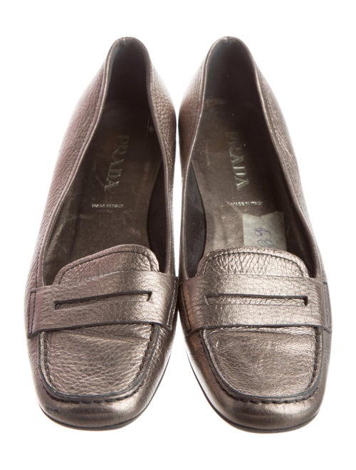 Prada Embossed Leather Lasercut Accents Loafers