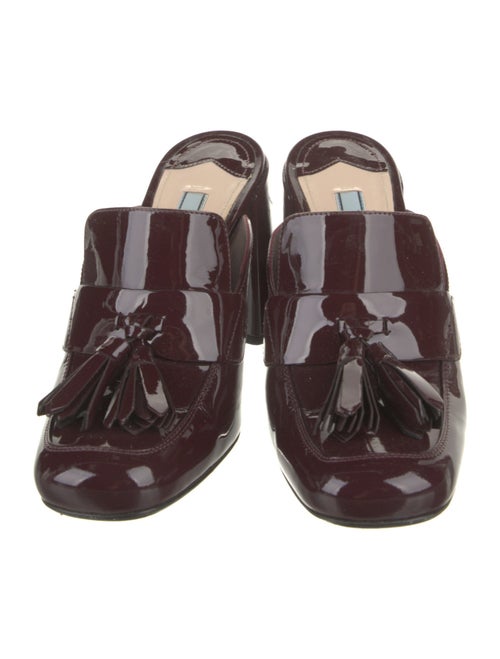 Prada Patent Leather Tassel Accents Mules