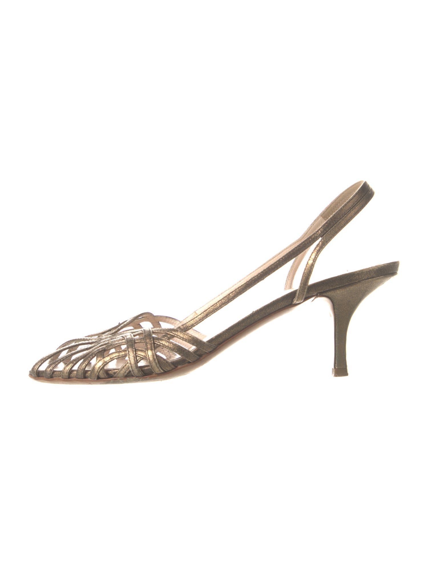 Prada Leather Cutout Accent Slingback Sandals