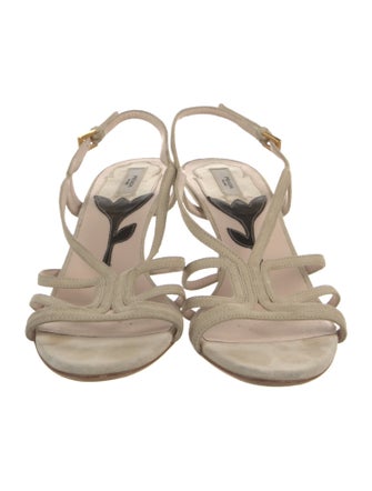 Prada Suede Cutout Accent Slingback Sandals