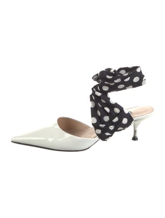 Prada Patent Leather Polka Dot Print Mules